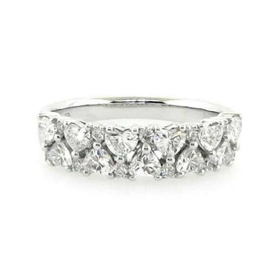18ct white gold heart & round diamond dress ring