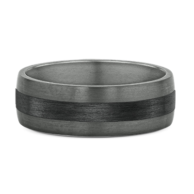 Tantalum and carbon fiber rounded mens wedding ring