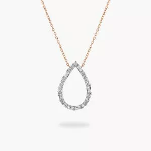 18ct rose gold pear diamond necklace