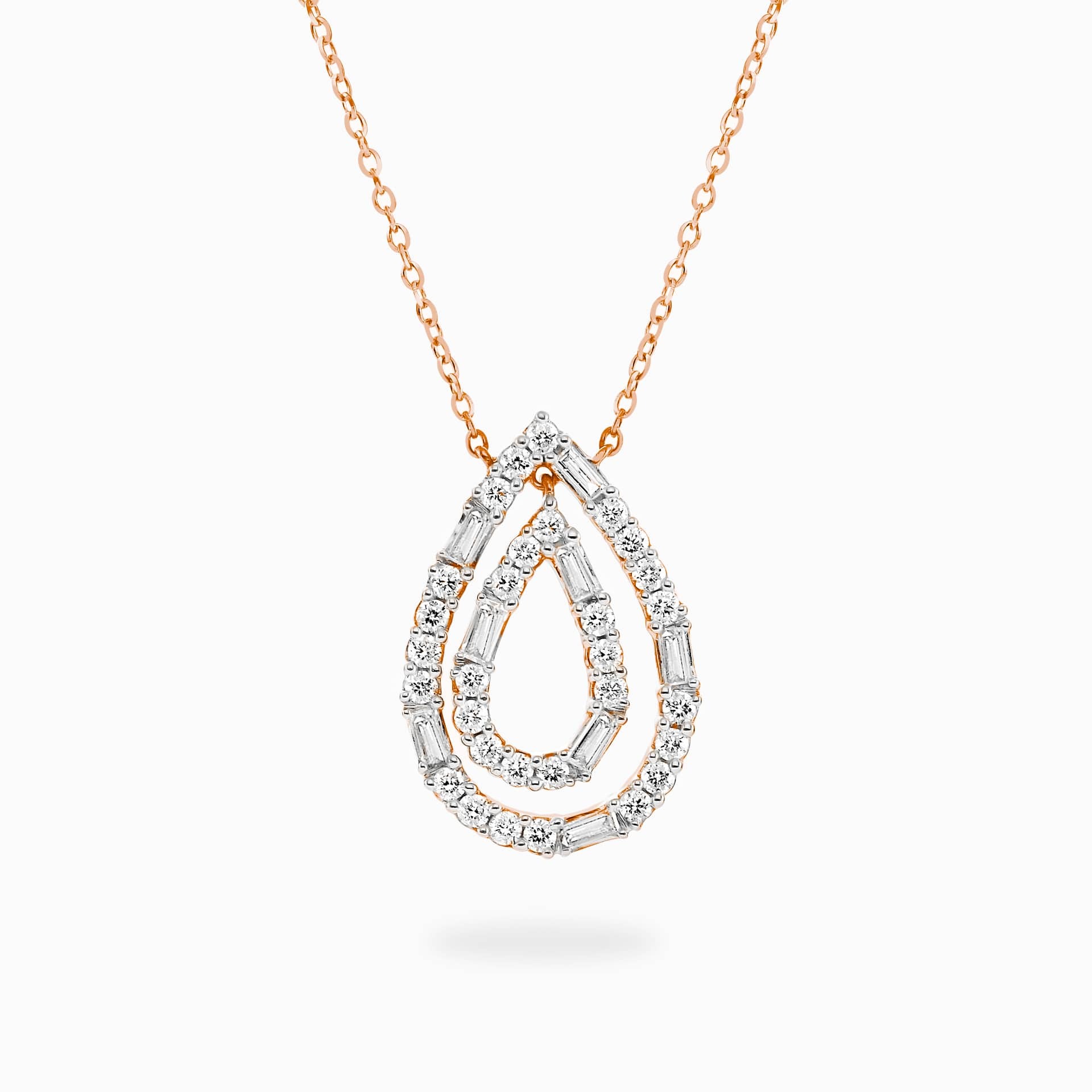 18ct rose gold diamond pear shape necklace Cerrone Jewellers