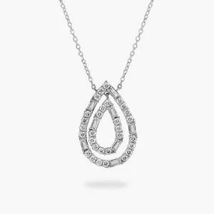 18ct white gold double pear shape diamond necklace