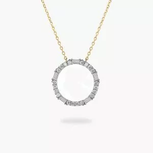 18ct yellow gold diamond circle necklace