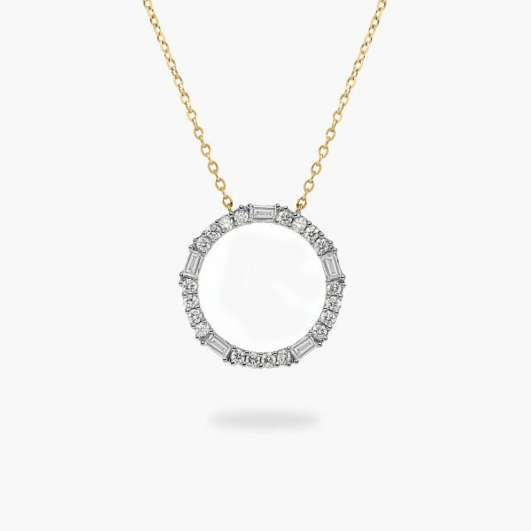18ct yellow gold diamond circle necklace