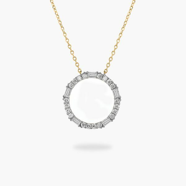 18ct yellow gold diamond circle necklace