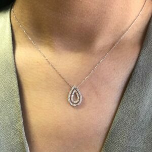 18ct white gold double pear shape diamond necklace