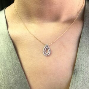 18ct yellow gold double pear shape diamond necklace