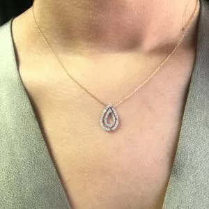 18ct yellow gold double pear shape diamond necklace