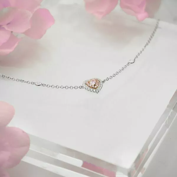 18ct white & rose gold pink & white diamond heart bracelet