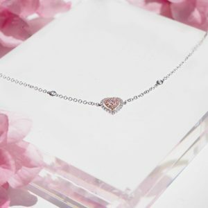 18ct white & rose gold pink & white diamond heart bracelet