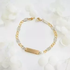 18ct yellow and white gold ID tag baby bracelet