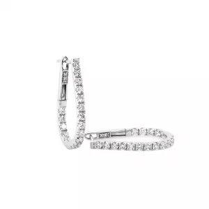 18ct white gold diamond claw set pear shape small hoop earring