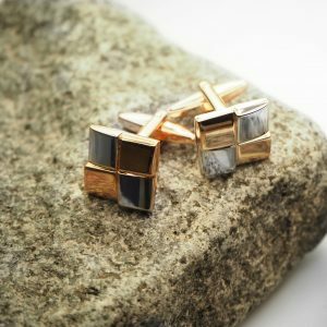 Rhodium plated rose gold square cufflinks