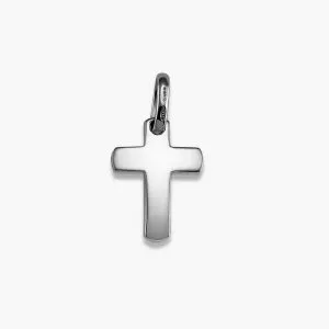 18ct white gold plain cross pendant 2cm