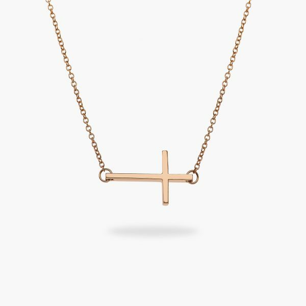 18ct rose gold cross necklace
