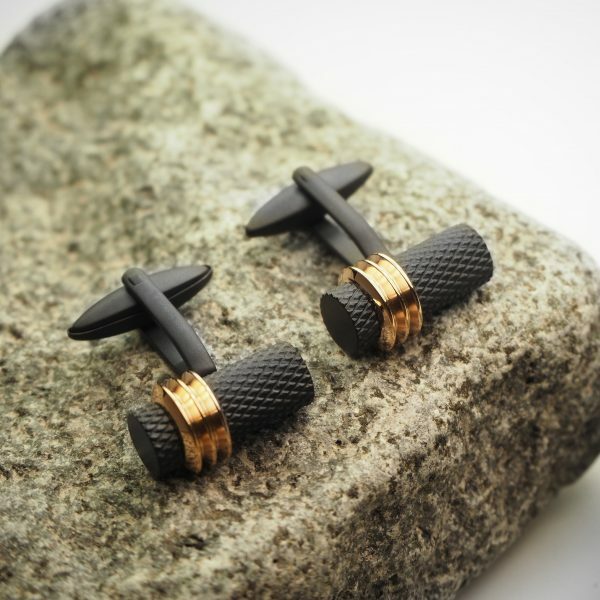 Black and rose gold rhodium plated stainless steel Cufflinks