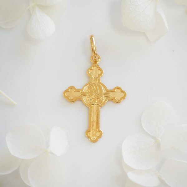 18ct yellow gold cross pendant with jesus face