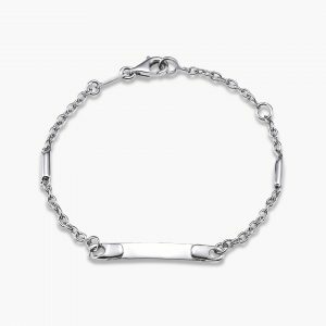 18ct white gold ID tag baby bracelet