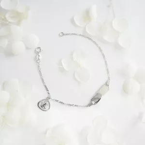 18ct White Gold Baby ID Bracelet with angel charm