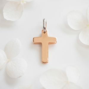 18ct white & rose gold cross pendant