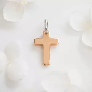 18ct white & rose gold cross pendant