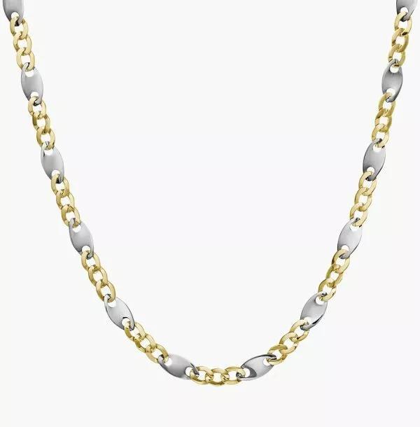 18ct white & yellow gold 60cm fancy chain