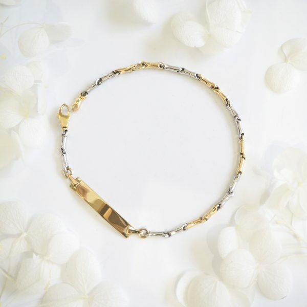 18ct White and Yellow Gold Identity Bracelet