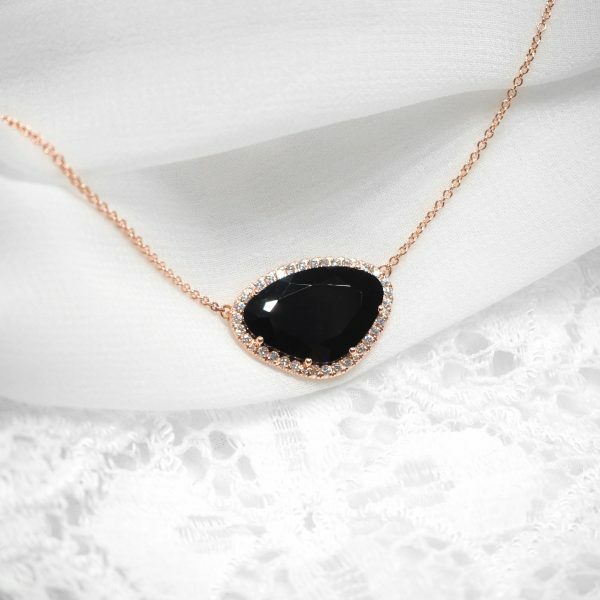 18ct rose gold 5.48ct black spinel and diamond necklace