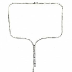 18ct white gold diamond drop tennis necklace