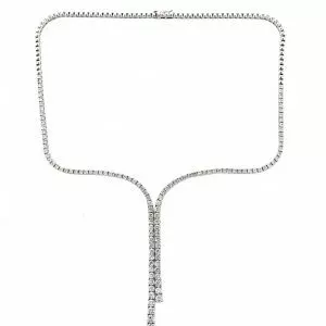 18ct white gold diamond drop tennis necklace