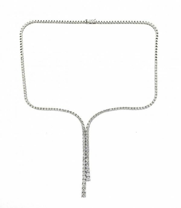 18ct white gold diamond drop tennis necklace