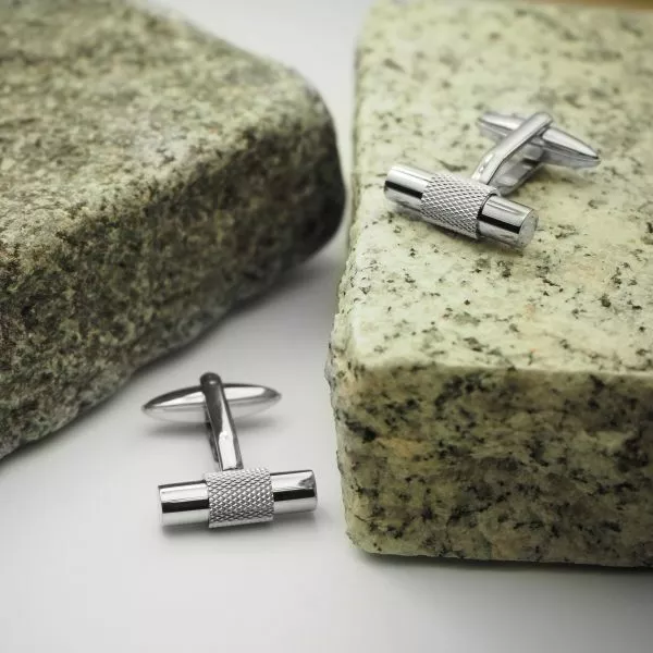 Stainless steel matt and polished rod cufflinks