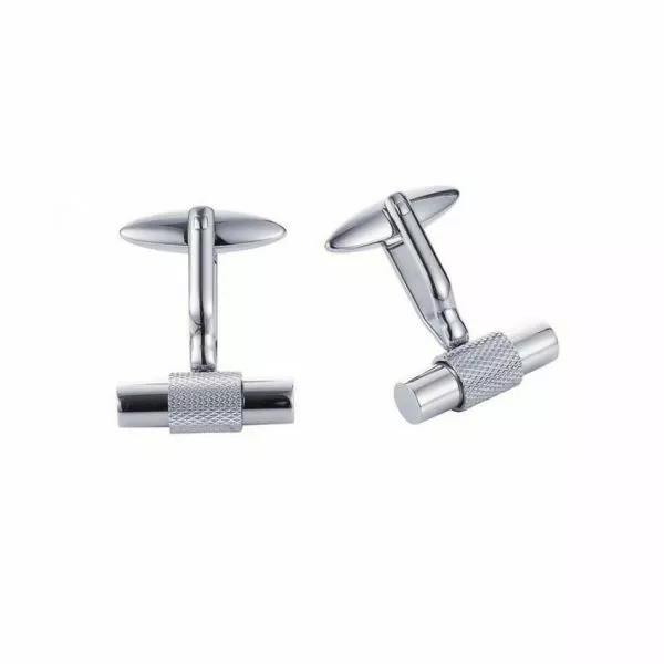 Stainless steel matt and polished rod cufflinks