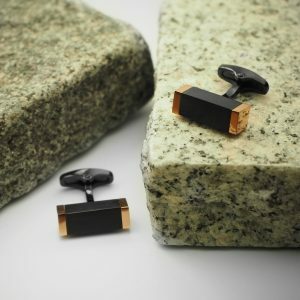 Rose gold plated black steel cufflinks