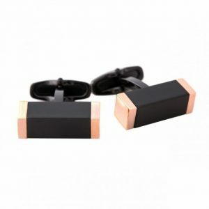 Rose gold plated black steel cufflinks