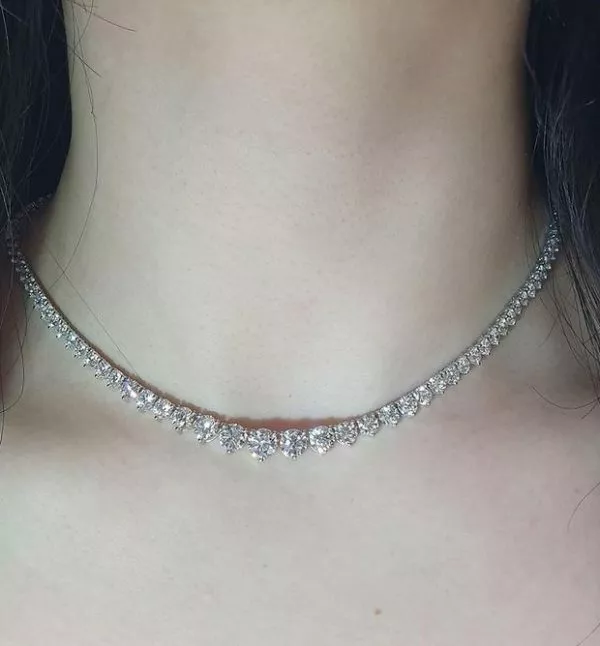 18ct white gold diamond three claw tennis necklace - Image 2
