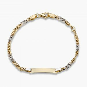 18ct yellow and white gold ID Figaro link baby bracelet