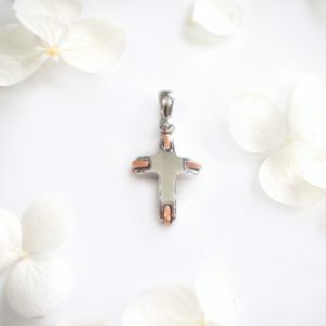 18ct White and Rose Gold Cross Pendant