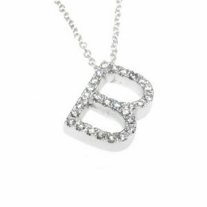 18ct white gold diamond initial "B" necklace