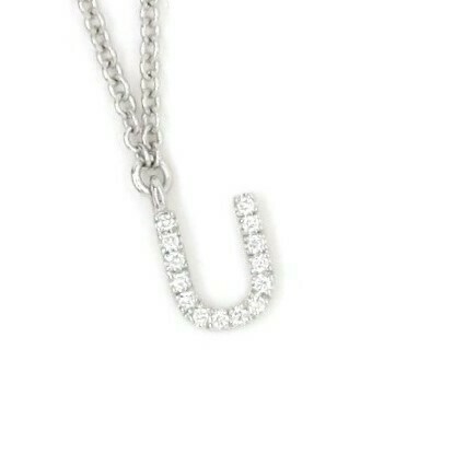 18ct white gold diamond initial "U" necklace