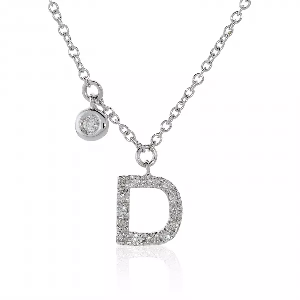 18ct white gold diamond initial "D" Necklace