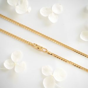 18ct yellow gold 50cm flat curb link chain