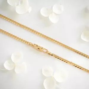 18ct yellow gold 50cm flat curb link chain