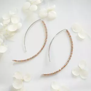 18ct white and rose gold diamond cut ball drop earrings