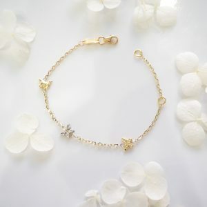 18ct yellow and white gold butterflies baby bracelet