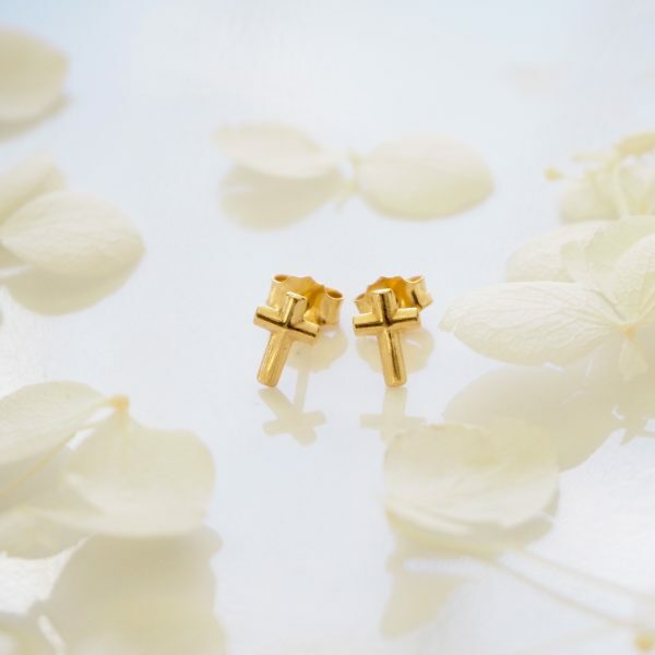 18ct yellow gold cross stud earrings
