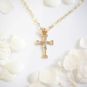 18ct yellow and white gold crucifix necklace