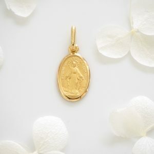 18ct yellow gold "Miraculous" oval medal pendant