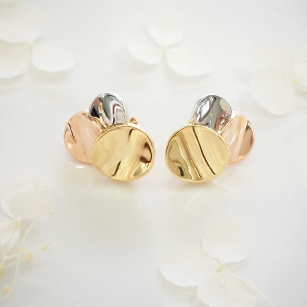 18ct yellow, rose and white gold stud earrings