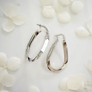 18ct white gold medium flat hoop earrings