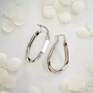 18ct white gold medium flat hoop earrings
